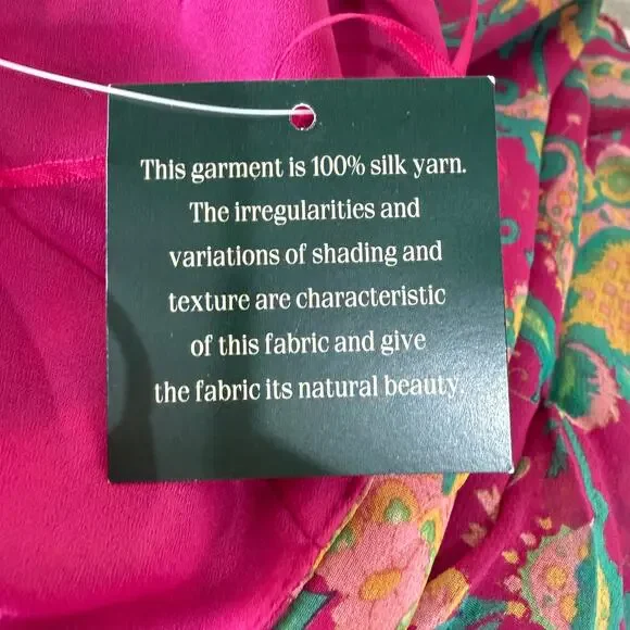 90s Y2k Lauren Ralph LRL Silk Ruffle Dress NWT Fairy Boho Whimsy Hippie L 12 - Picture 6 of 8